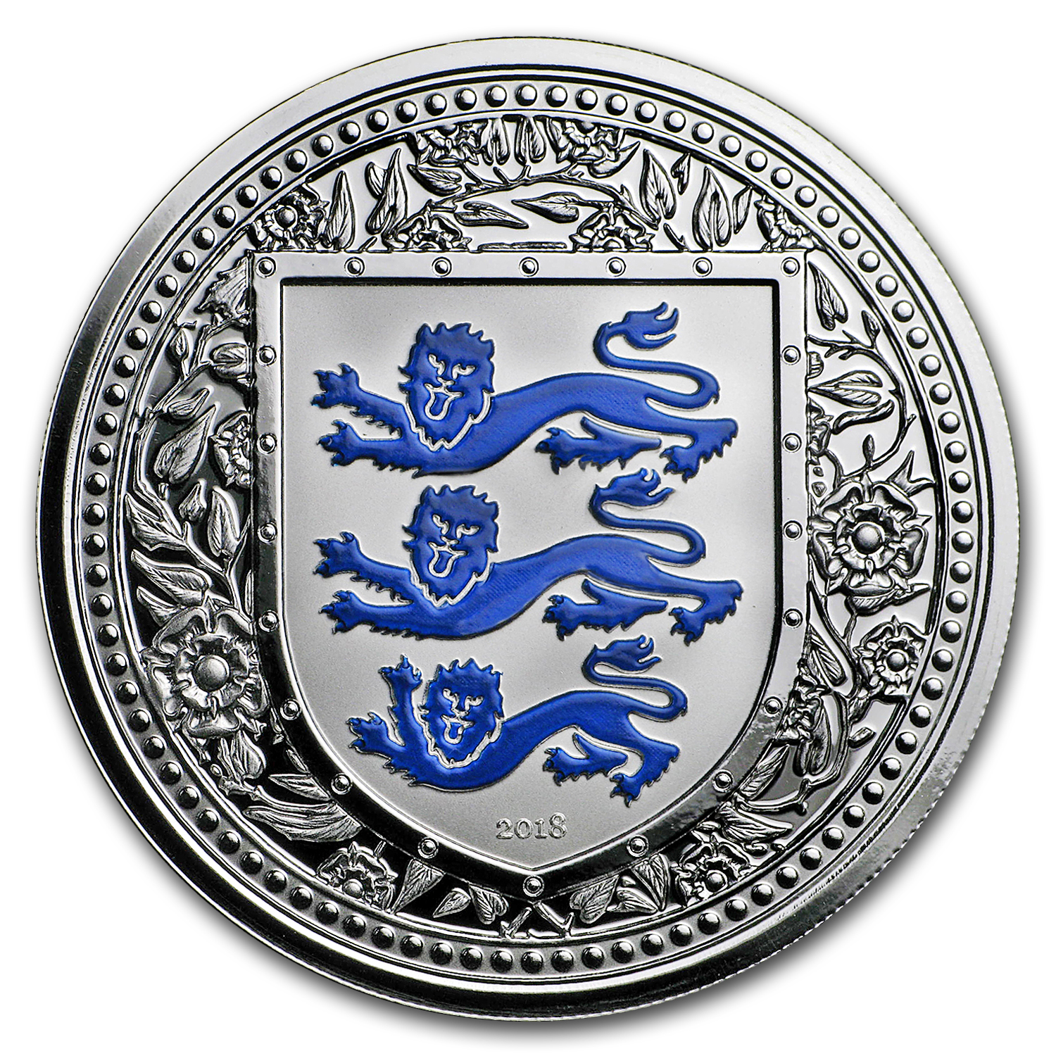 Buy 2018 Gibraltar 1 Oz Silver Royal Arms Of England Proof (Blue) Coin ...